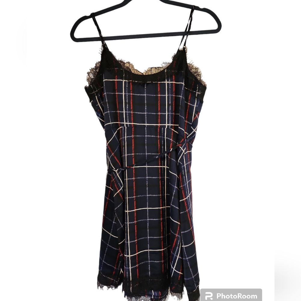 Cupcakes & Cashmere Ivan Painted Plaid Wrap Dress sz S - Picture 6 of 16